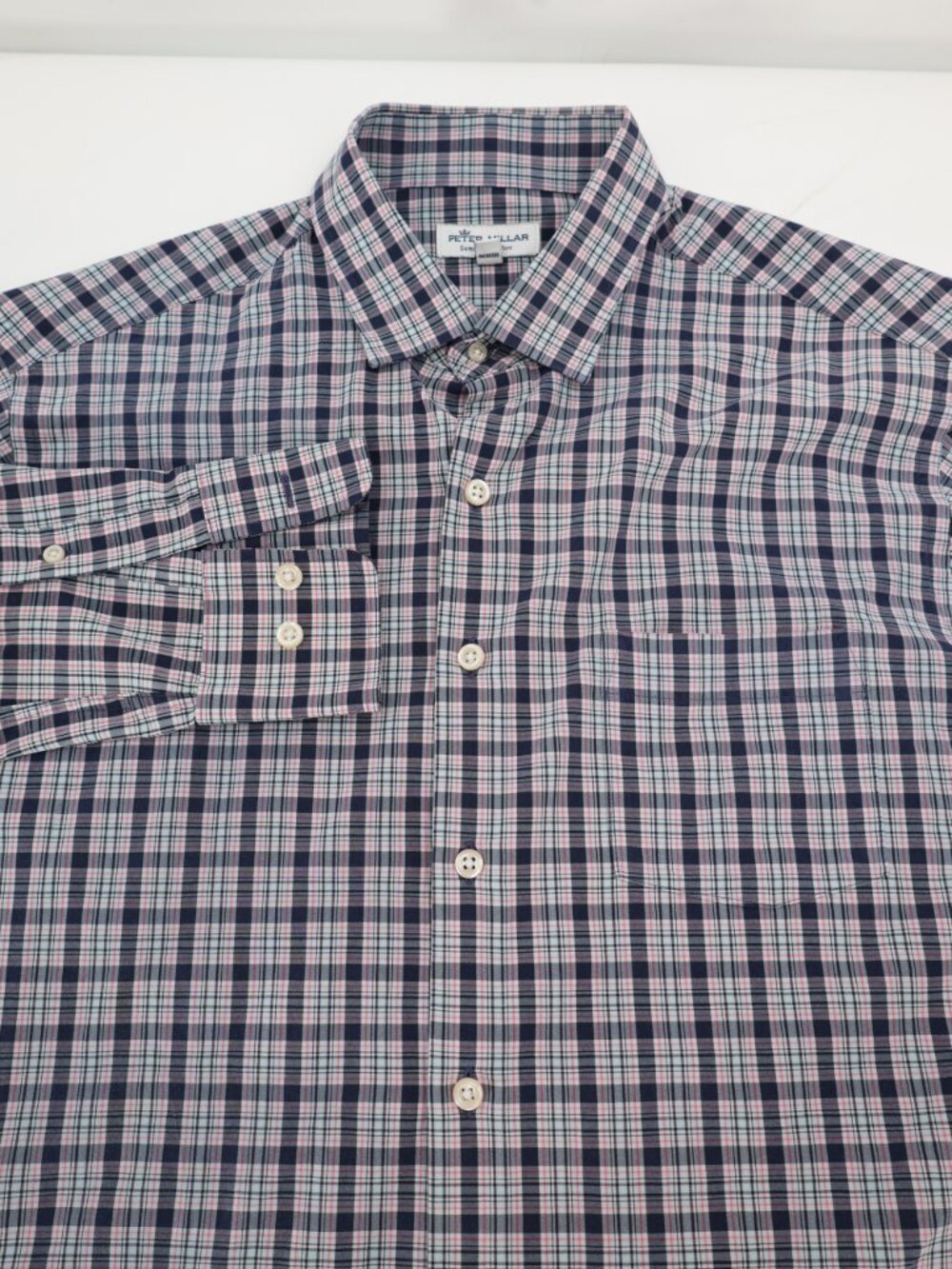 Peter Millar Shirt Mens Medium Summer Comfort Plaid Button Up Long Sleeve golf